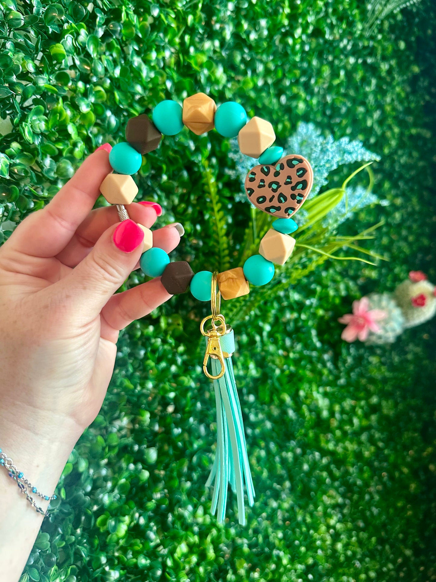 Leopard Heart Wristlet